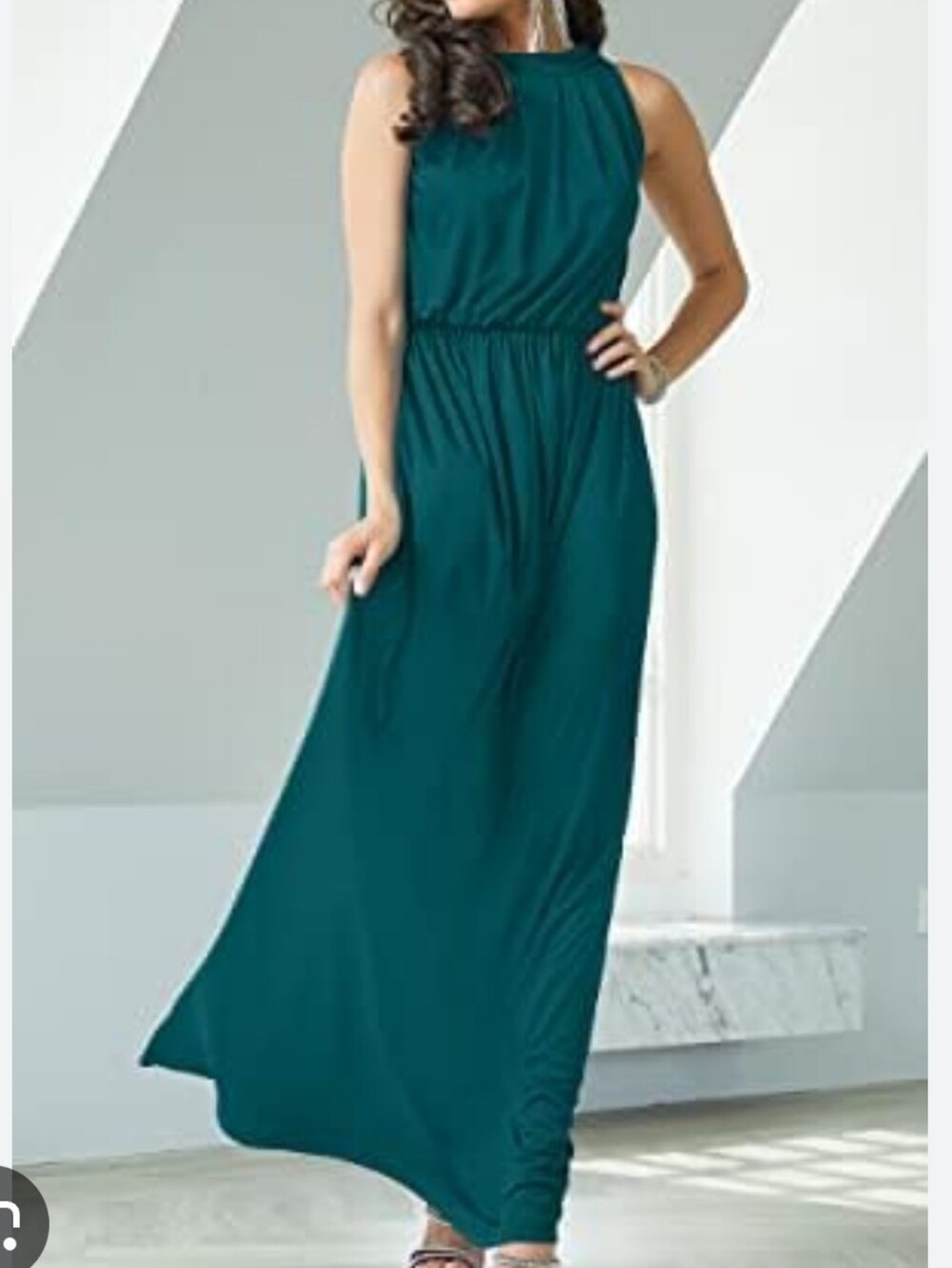 Koh Koh Sleeveless Teal Green Maxi Dress With tie Halter 3x